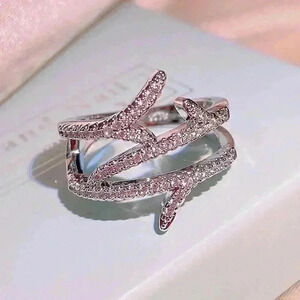 New Beautiful 925 Silver Diamond Ring
